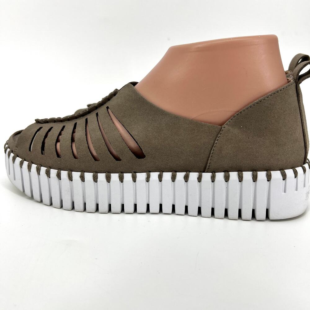 Ilse Jacobsen Tulip Platform Shoe Slip On Open Toe Army Green Euro Size 40
